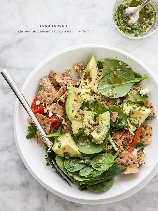 Salade Chimichurri au quinoa et à l'avocat | FoodieCrush.com