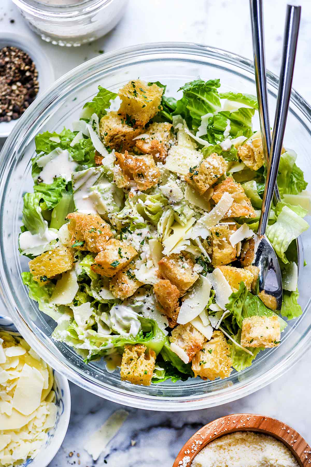 Salade César facile foodiecrush.com #caesar #salade #recipe #healthy #croutons #easy #dressing