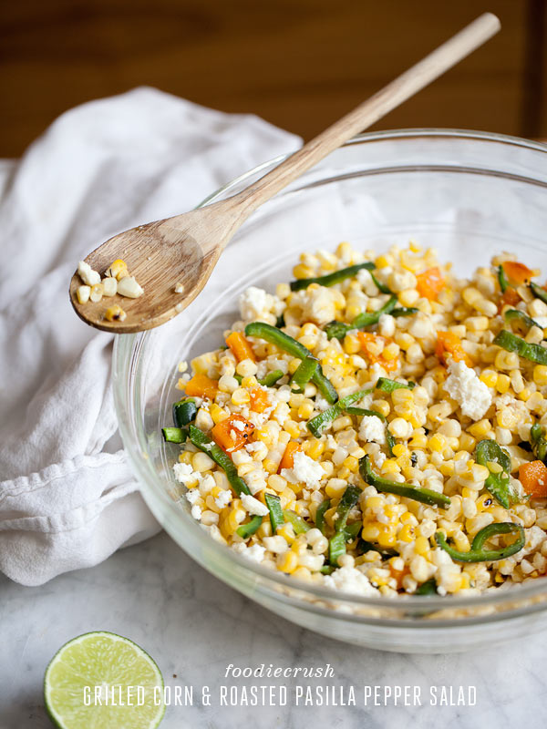 Salade de maïs grillé et de poivrons Pasilla Recipe from FoodieCrush