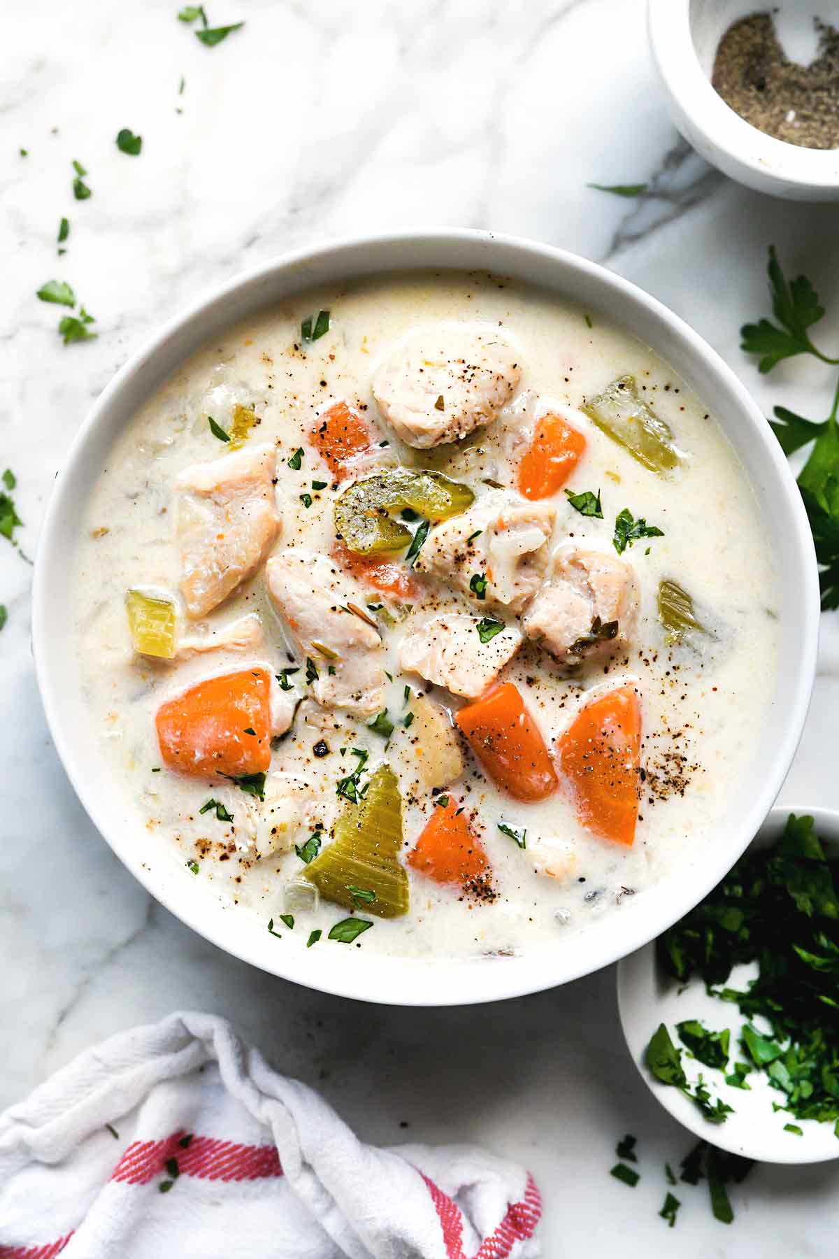 Soupe crémeuse au poulet et au riz sauvage Instant Pot | foodiecrush.com
