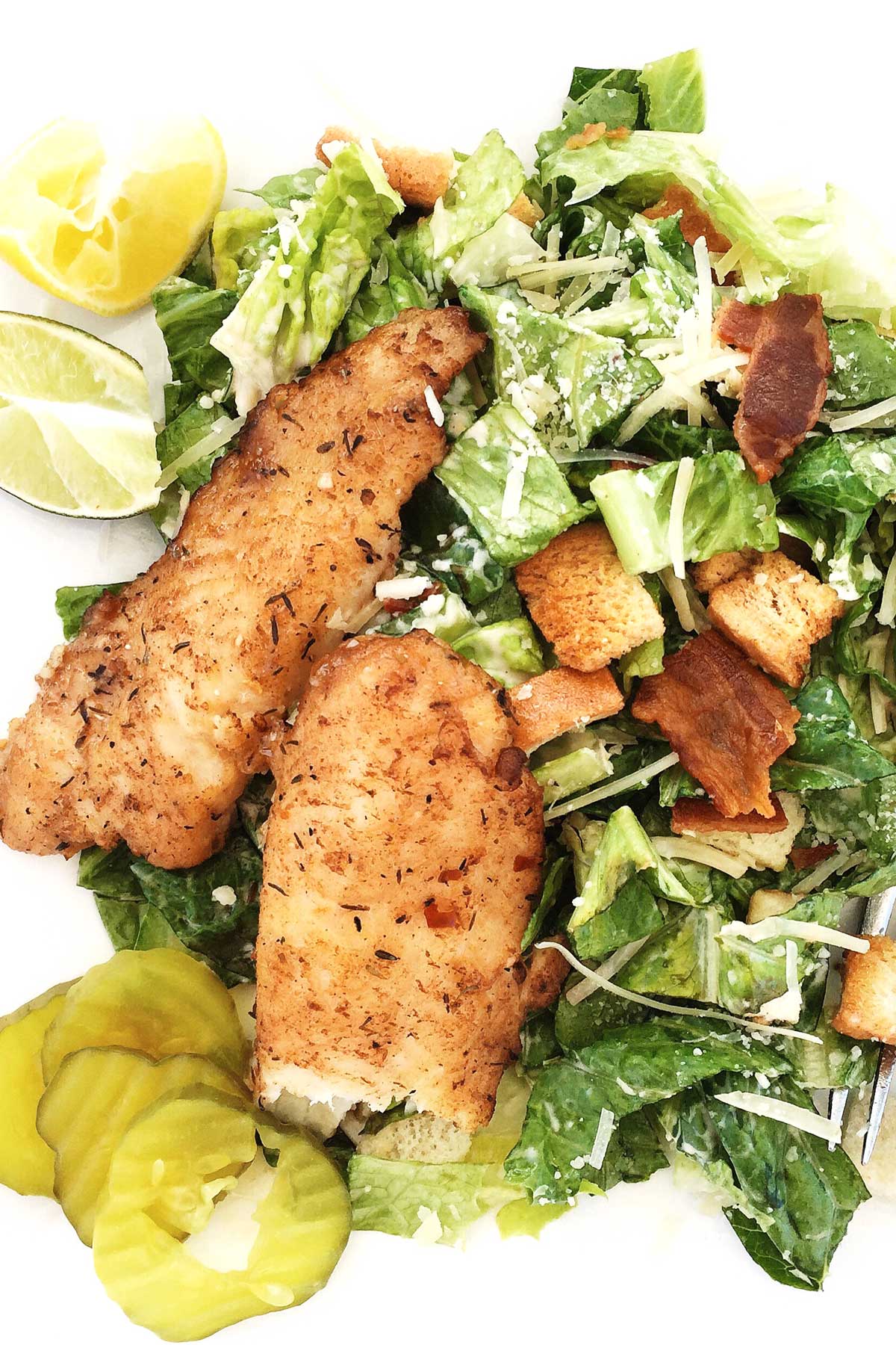 Salade César de poisson frit foodiecrush.com