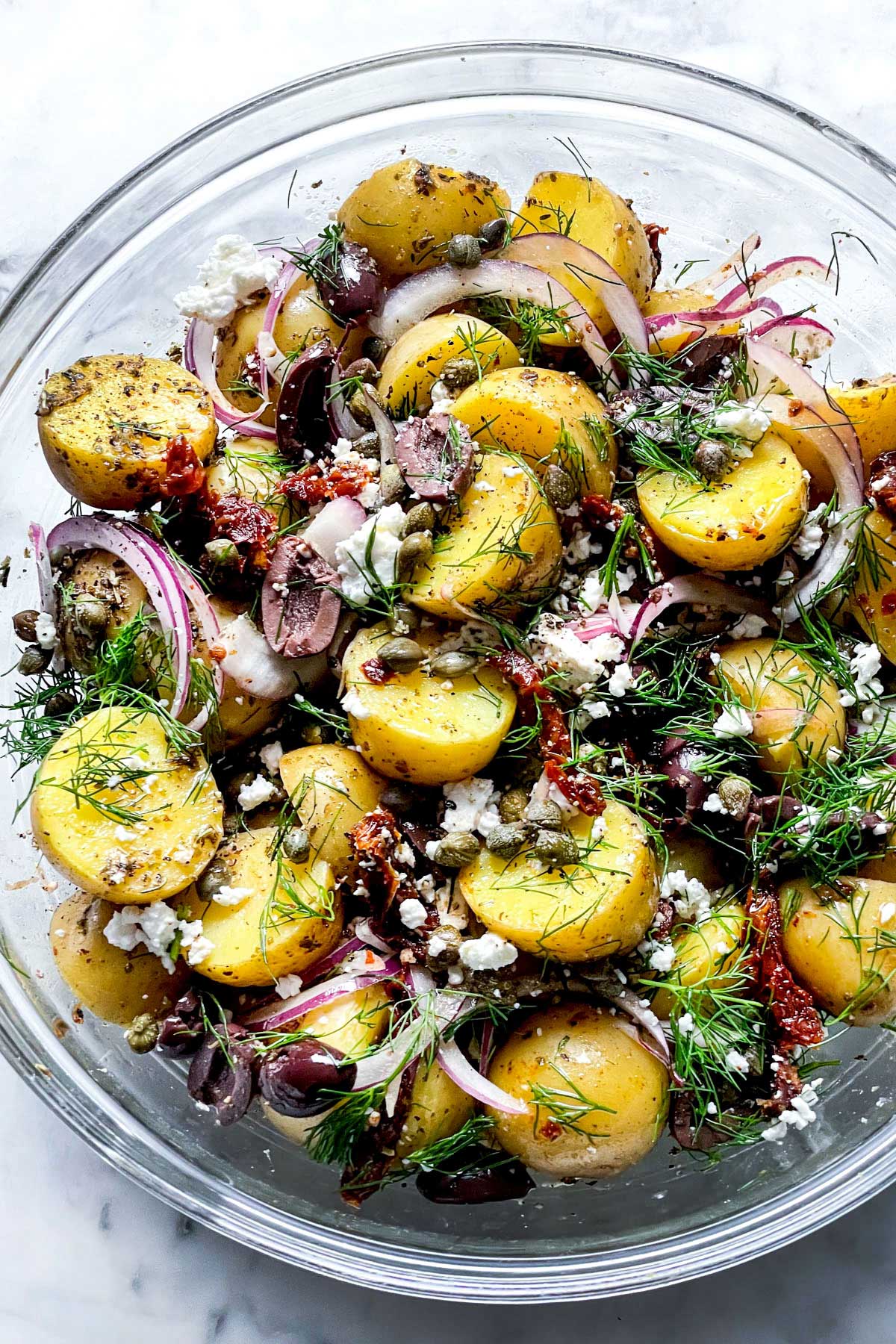 Salade de pommes de terre à la grecque foodiecrush.com