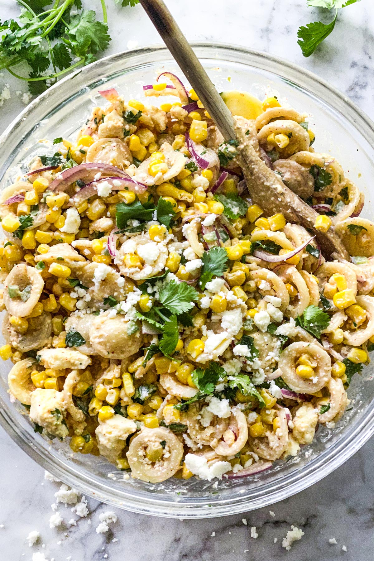 Salade de pâtes au maïs à la mexicaine foodiecrush.com