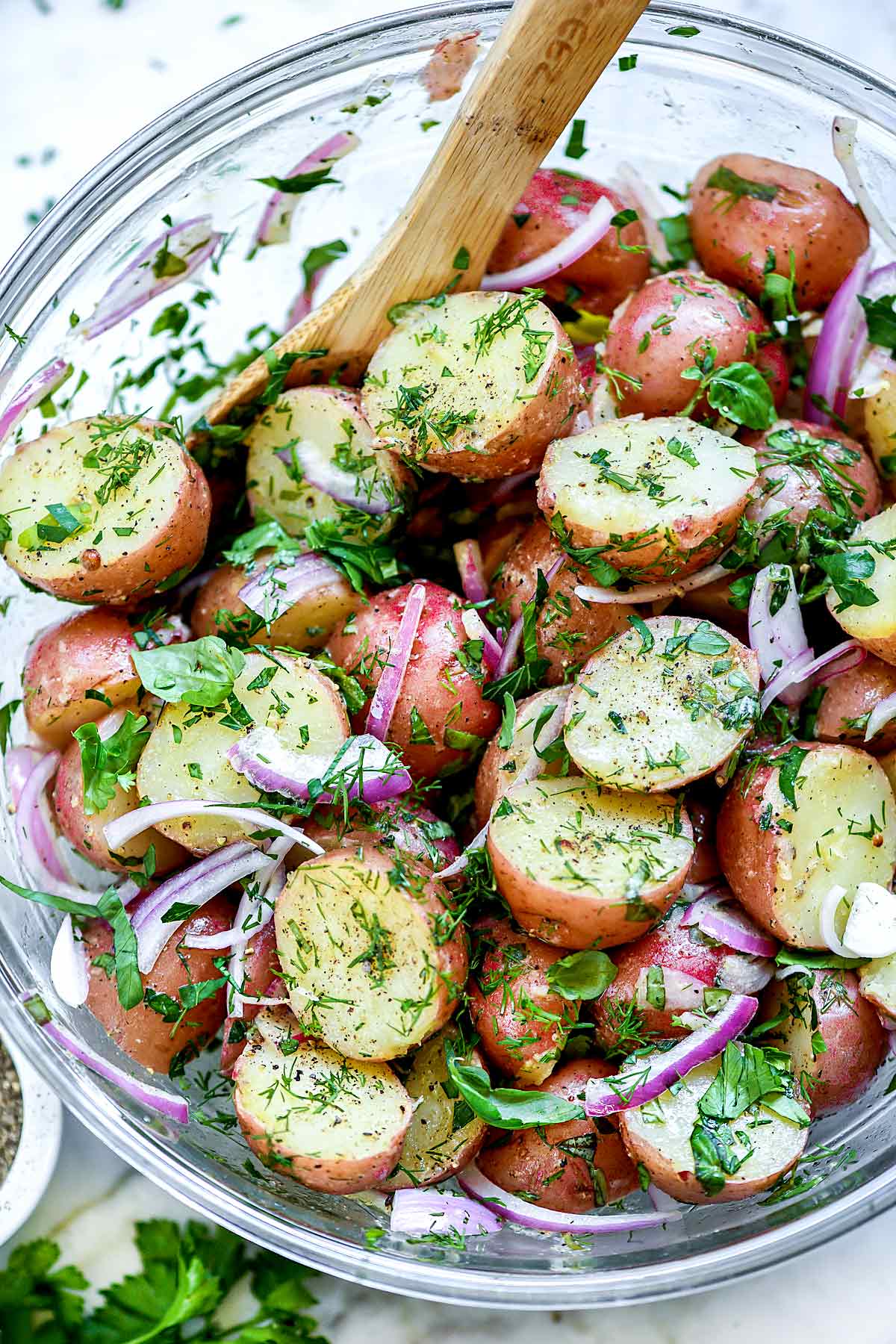 Salade de pommes de terre sans mayo | foodiecrush.com #potatosalade #salades #facile #recettes #santé