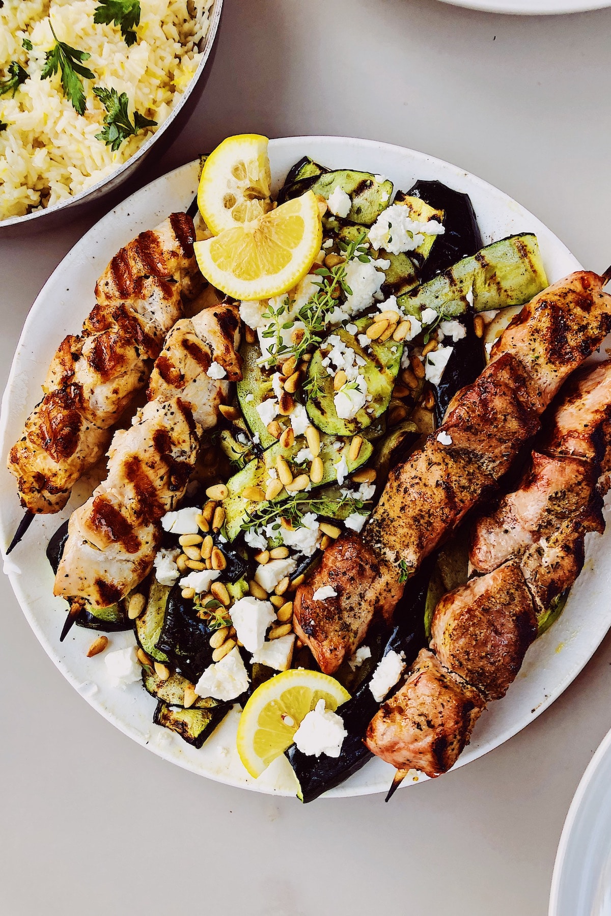 Souvlaki Citron Riz Courgettes foodiecrush.com