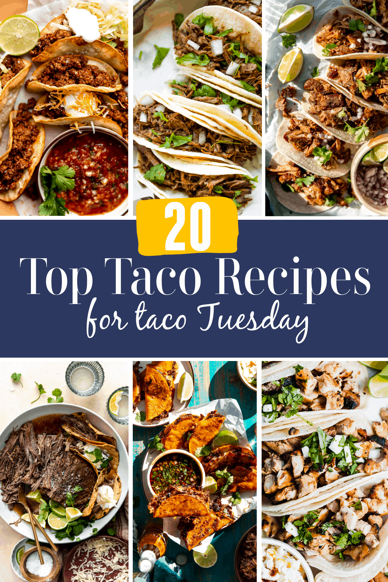 Taco round up image montrant les meilleures images de recettes de tacos.